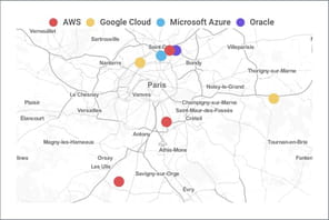 La carte des data centers des clouds am&eacute;ricains en France